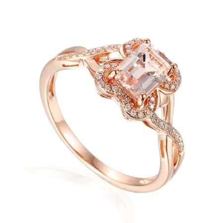 PIERŚCIONEK 585 MORGANITY DIAMENTY GRAWER