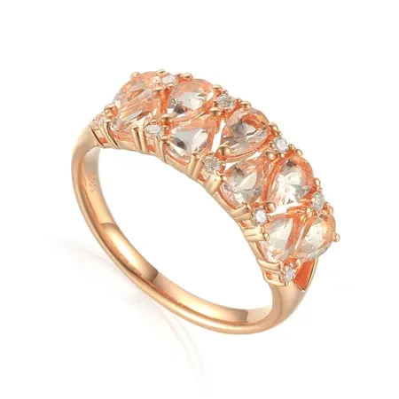 RÓŻOWY PIERŚCIONEK 585 MORGANITY DIAMENTY GRAWER