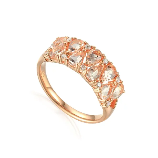 RÓŻOWY PIERŚCIONEK 585 MORGANITY DIAMENTY GRAWER