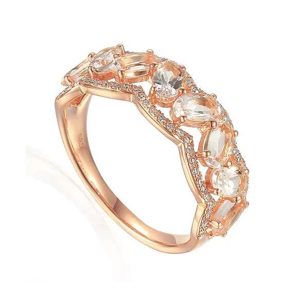 PIERŚCIONEK 585 MORGANIT DIAMENTY GRAWER