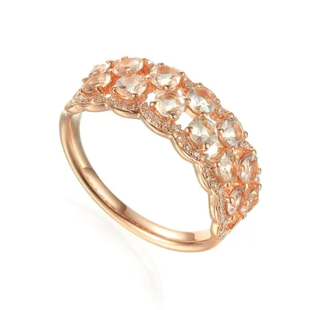 ELEGANCKI PIERŚCIONEK 585 MORGANITY I DIAMENTY