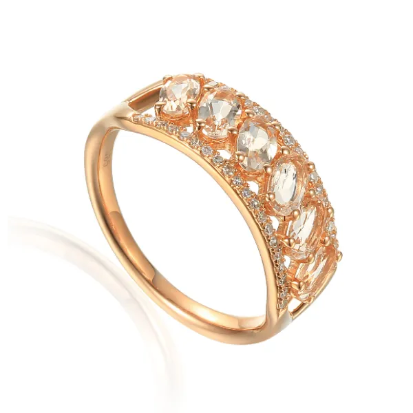 ELEGANCKI PIERŚCIONEK 585 MORGANITY I DIAMENTY