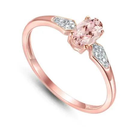 PIERŚCIONEK MORGANIT DIAMENTY RÓŻOWE ZŁOTO pr 585
