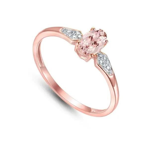 PIERŚCIONEK MORGANIT DIAMENTY RÓŻOWE ZŁOTO pr 585