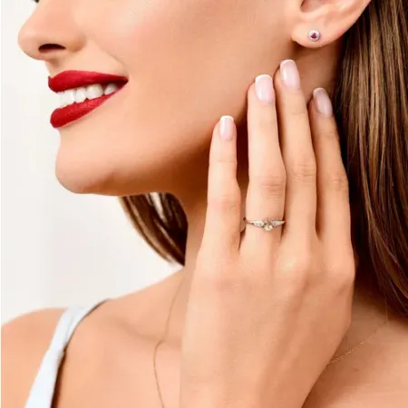 PIERŚCIONEK MORGANIT DIAMENTY RÓŻOWE ZŁOTO pr 585