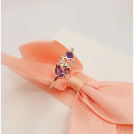 PIERŚCIONEK 585 MORGANIT AMETYST TURMALIN DIAMENT