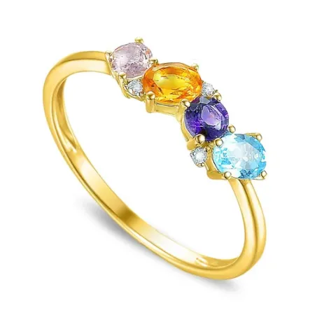 PIERŚCIONEK MORGANIT AMETYST CYTRYN TOPAZ DIAMENTY