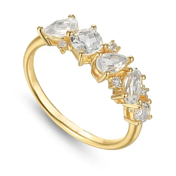 PIERŚCIONEK BIAŁY TOPAZ DIAMENTY GRAWER PRÓBA 585