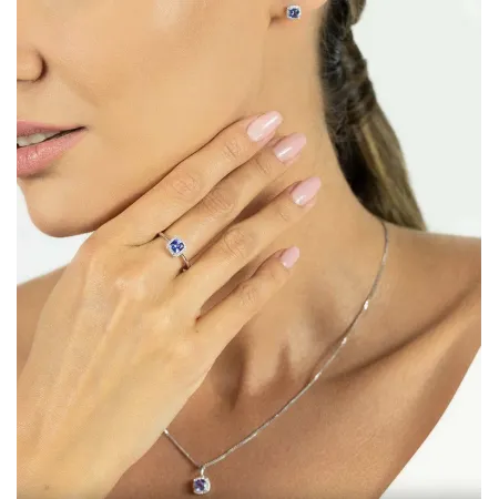 KOLCZYKI TANZANIT DIAMENTY BIAŁE ZŁOTO pr 585