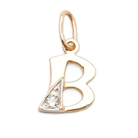 ZŁOTA 585 ZAWIESZKA LITERKA B Z CYRKONIĄ