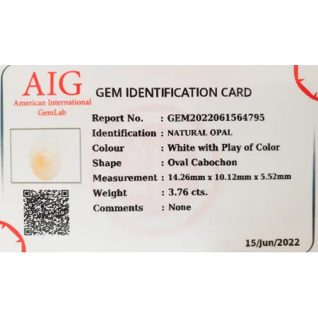 Opal Naturalny 3,76ct + Certyfikat