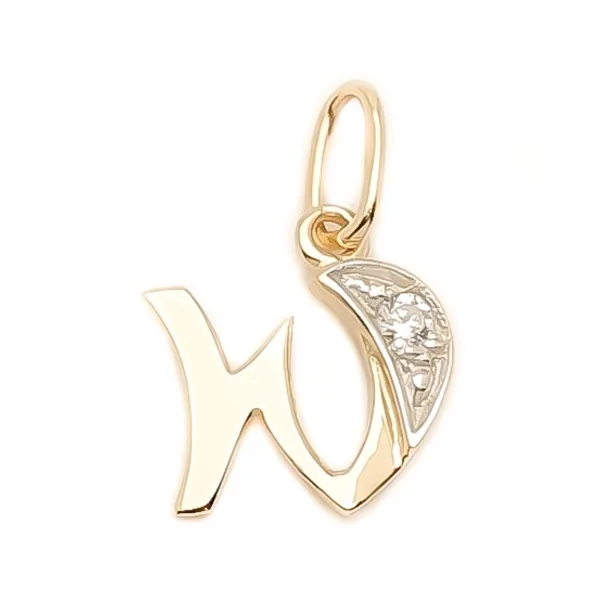 ZŁOTA ZAWIESZKA 585 LITERKA W Z CYRKONIĄ 