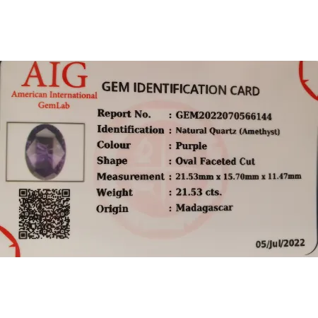 Naturalny Ametyst 21,53 ct + Certyfikat