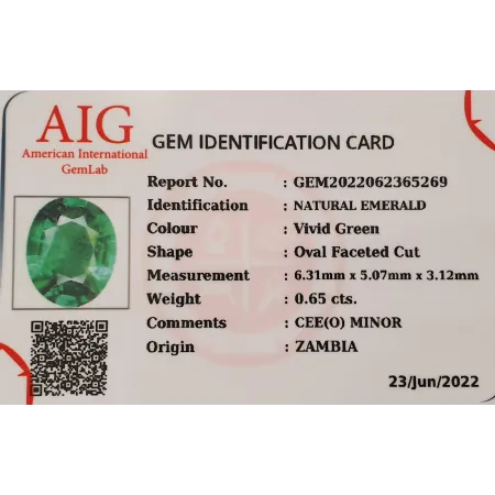 Szmaragd Naturalny 0,65 ct + Certyfikat