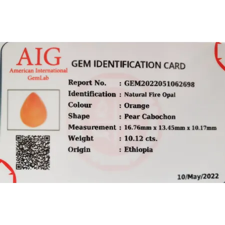 Naturalny Opal Ognisty 10,12ct + Certyfikat