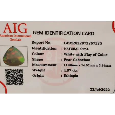 Opal Naturany 4,97 ct + Certyfikat