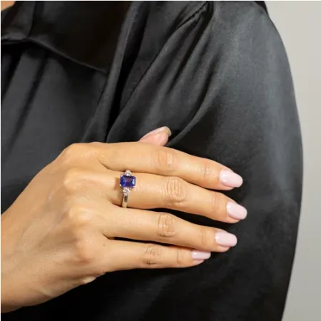 Pierścionek Tanzanit Diamenty Białe Złoto pr 585