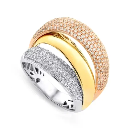 ZŁOTY ELEGANCKI 585 PIERŚCIONEK DIAMENTY GRAWER