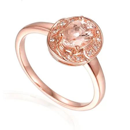 RÓŻOWY PIERŚCIONEK MORGANIT DIAMENTY pr 585