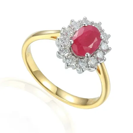 Złoty Pierścionek Rubin Diamenty pr 585 Grawer