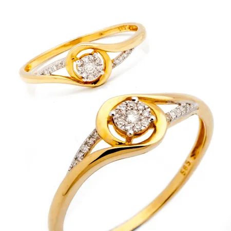 ZŁOTY 585 PIERŚCIONEK Z BRYLANTAMI 0,07ct