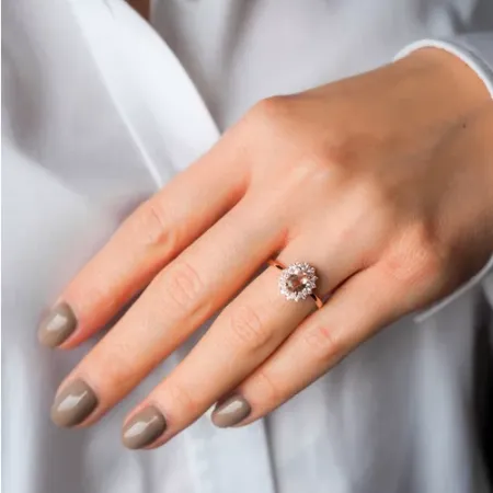 PIERŚCIONEK MORGANIT DIAMENTY RÓŻOWE ZŁOTO 585