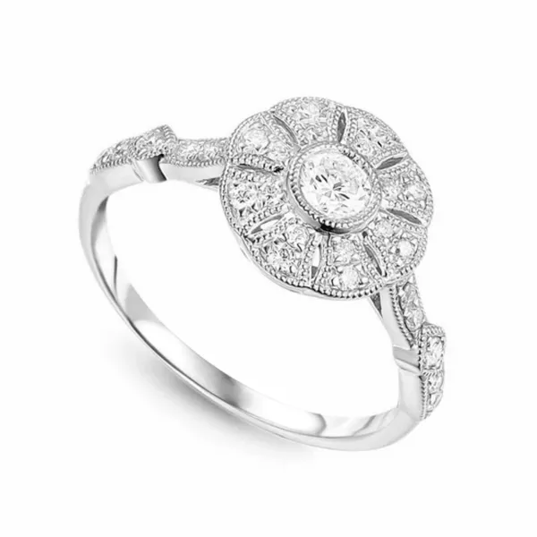 Pierścionek Diamenty Białe Złoto Próba 585 Grawer