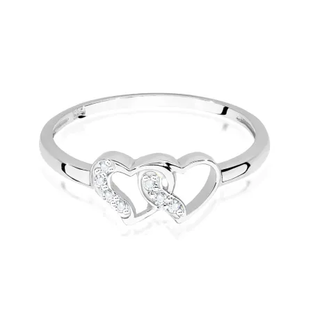 Złoty Pierścionek Dwa Serca z Brylantami Próba 585