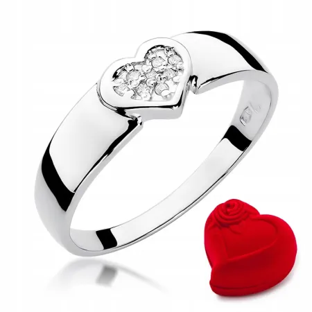 Pierścionek 585 Zaręczynowy Brylanty Serce Grawer