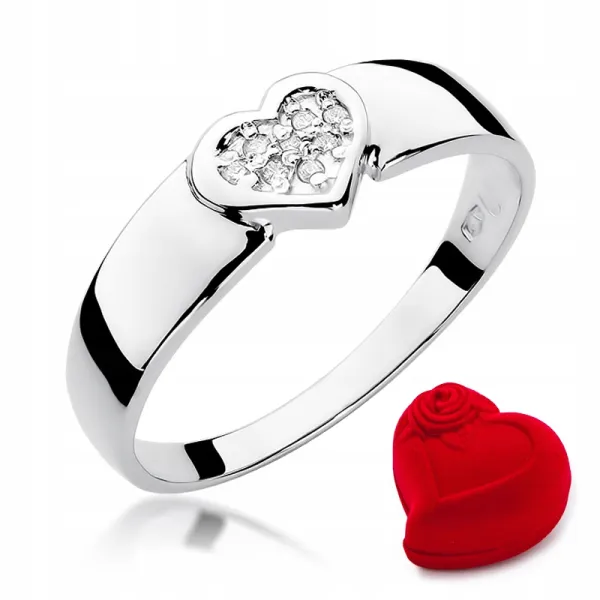 Pierścionek 585 Zaręczynowy Brylanty Serce Grawer