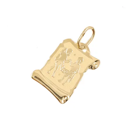 ZŁOTA ZAWIESZKA 585 DUŻY ZNAK ZODIAKU BLIŹNIĘTA