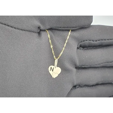 Złota Zawieszka Literka ''N'' w Sercu 585