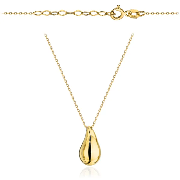 Złoty Naszyjnik 585 Kropla Gładka Modna