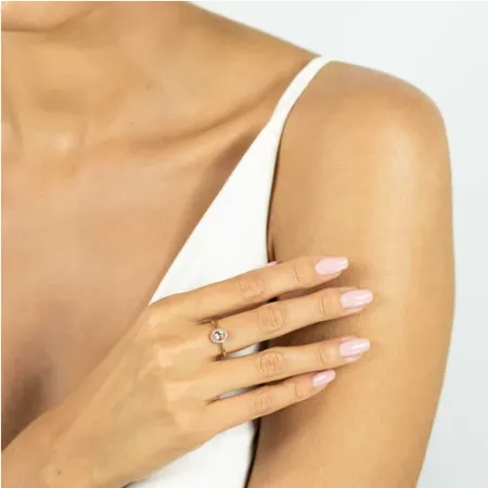 PIERŚCIONEK MORGANIT I DIAMENTY 585 RÓŻOWE ZŁOTO