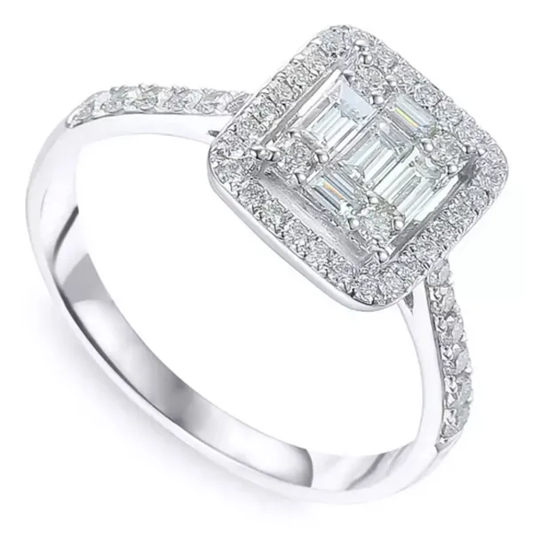 PIERŚCIONEK Z DIAMENTAMI BIAŁE ZŁOTO PRÓBA 585