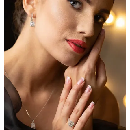 PIERŚCIONEK Z DIAMENTAMI BIAŁE ZŁOTO PRÓBA 585