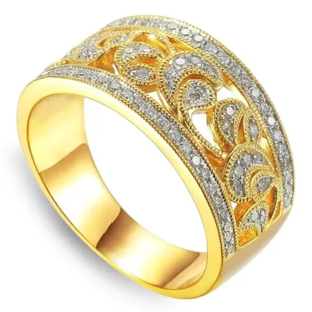 Złoty Ekskluzywny Pierścionek Diamenty Próba 585