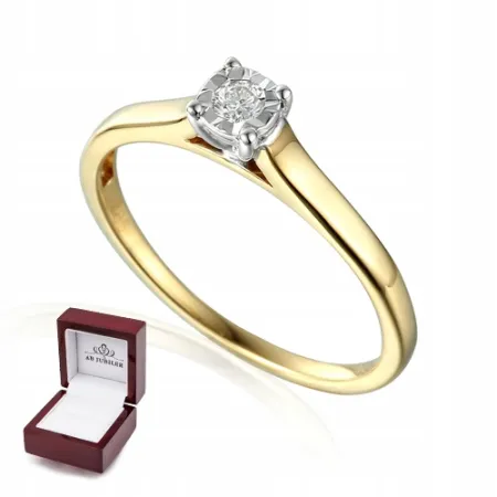 ZŁOTY ZARĘCZYNOWY 585 PIERŚCIONEK Z DIAMENTEM