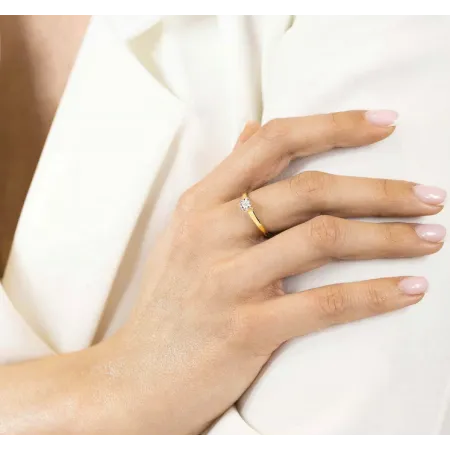 ZŁOTY ZARĘCZYNOWY 585 PIERŚCIONEK Z DIAMENTEM