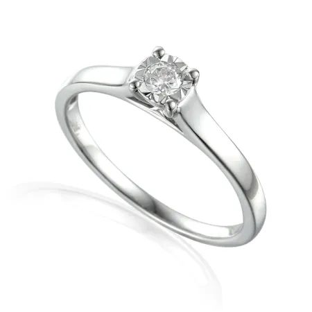 ZŁOTY 585 PIERŚCIONEK Z DIAMENTEM 0.15CT PREZENT