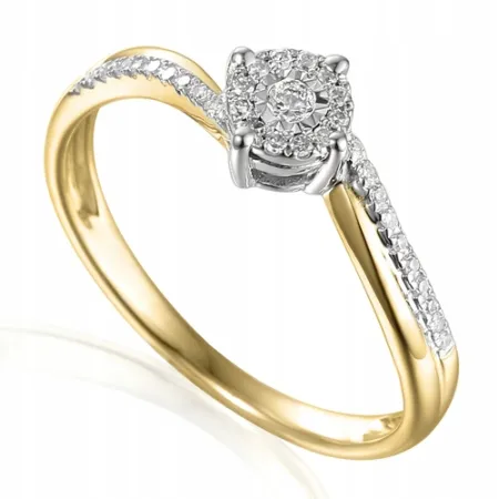 ZŁOTY PIERŚCIONEK ZARĘCZYNOWY DIAMENTY PRÓBA 585