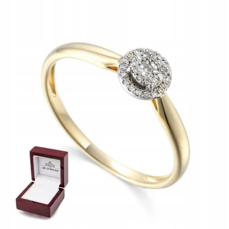 ZŁOTY 585 PIERŚCIONEK ZARĘCZYNOWY DIAMENTY GRAWER