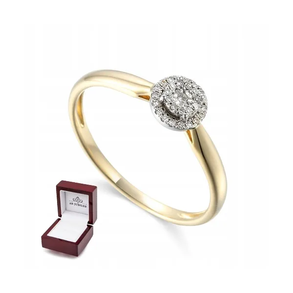 ZŁOTY 585 PIERŚCIONEK ZARĘCZYNOWY DIAMENTY GRAWER