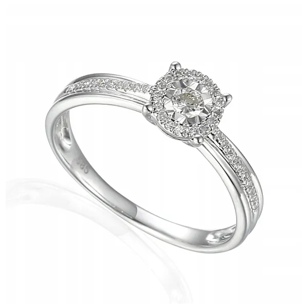 PIERŚCIONEK DIAMENT BIAŁE ZŁOTO PRÓBA 585 GRAWER