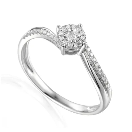 PIERŚCIONEK 585 BIAŁE ZŁOTO Z DIAMENTAMI PREZENT