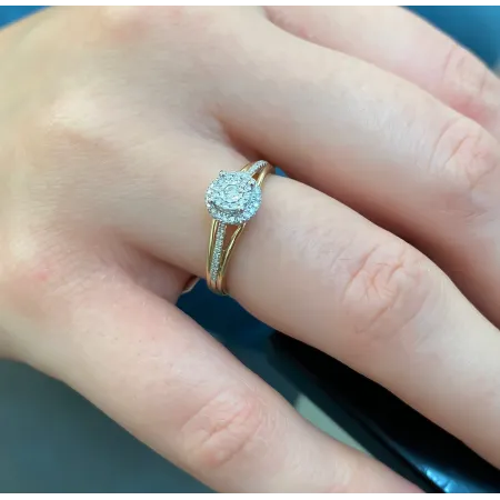 ZŁOTY 585 PIERŚCIONEK ZARĘCZYNOWY Z DIAMENTAMI