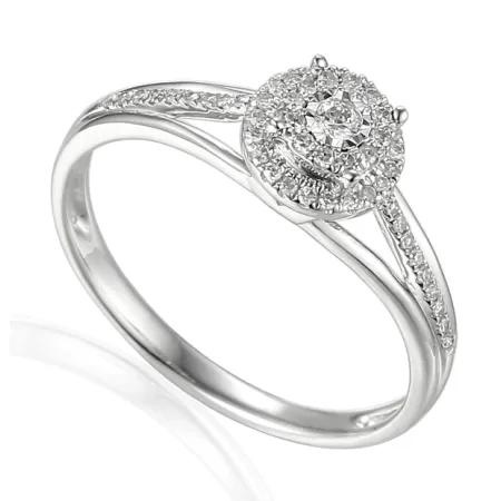 ZŁOTY 585 PIERŚCIONEK ZARĘCZYNOWY Z DIAMENTAMI