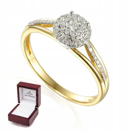 ZŁOTY PIERŚCIONEK DIAMENTY PRÓBA 585 GRAWER