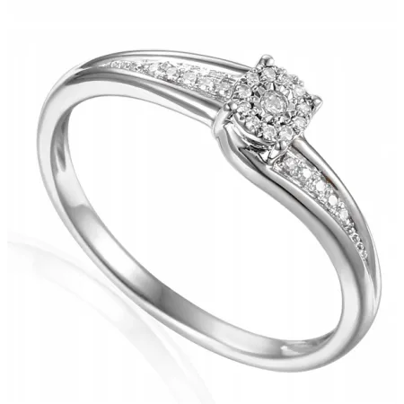 ZŁOTY 585 ZARĘCZYNOWY PIERŚCIONEK Z DIAMENTAMI