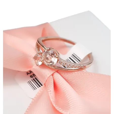 PIERŚCIONEK 585 MORGANITY DIAMENTY RÓŻOWE ZŁOTO